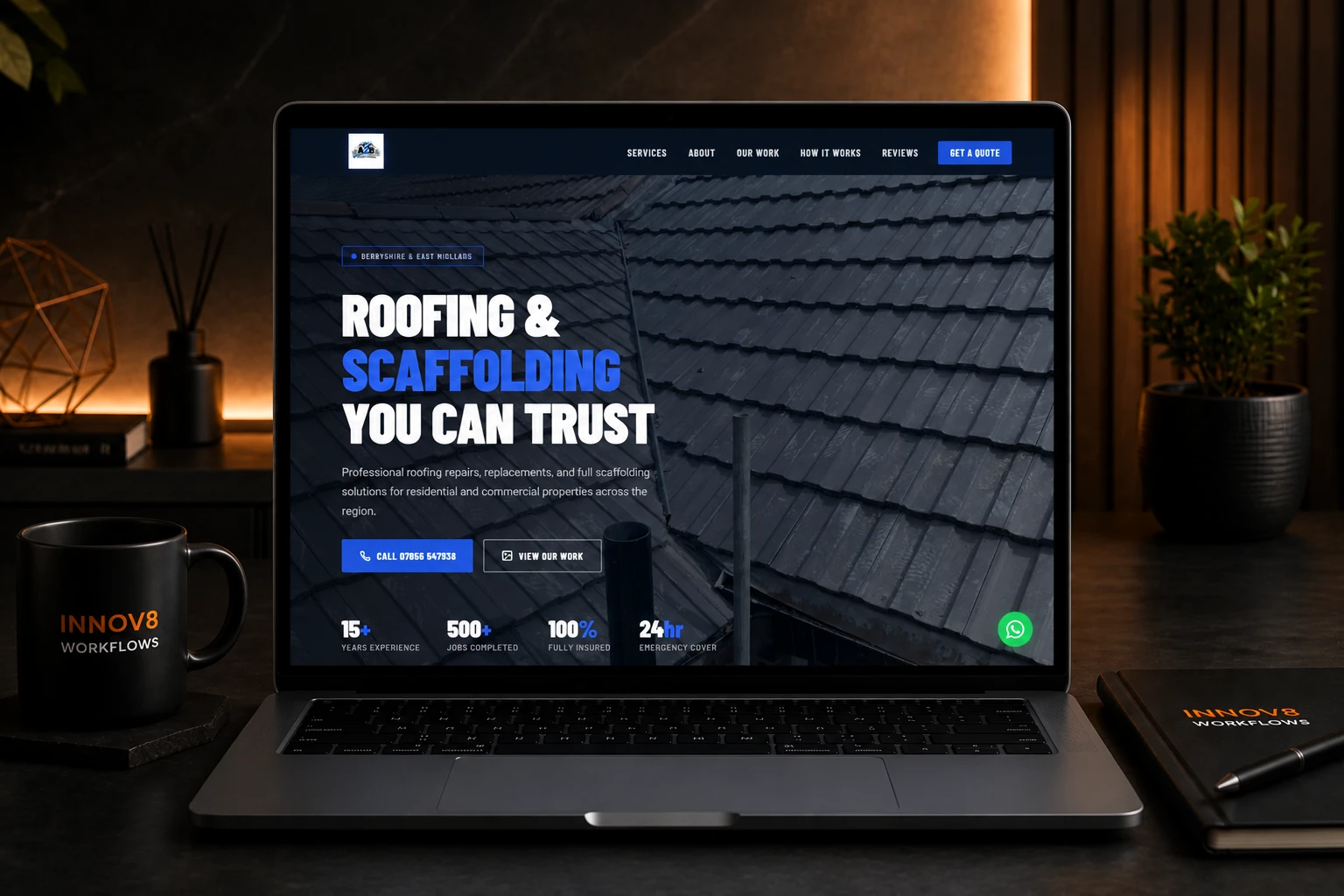 A2B Roofing & Scaffolding website mockup