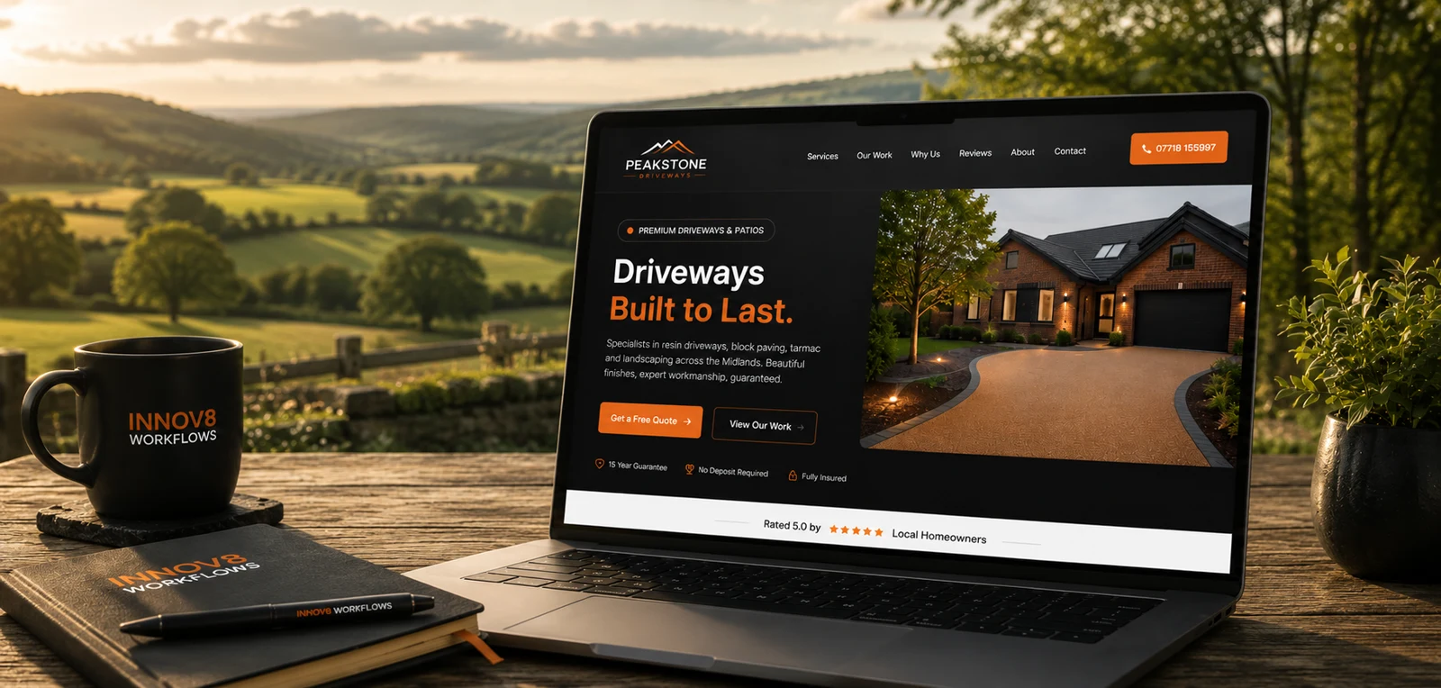 A branded local business website built by Innov8 Workflows