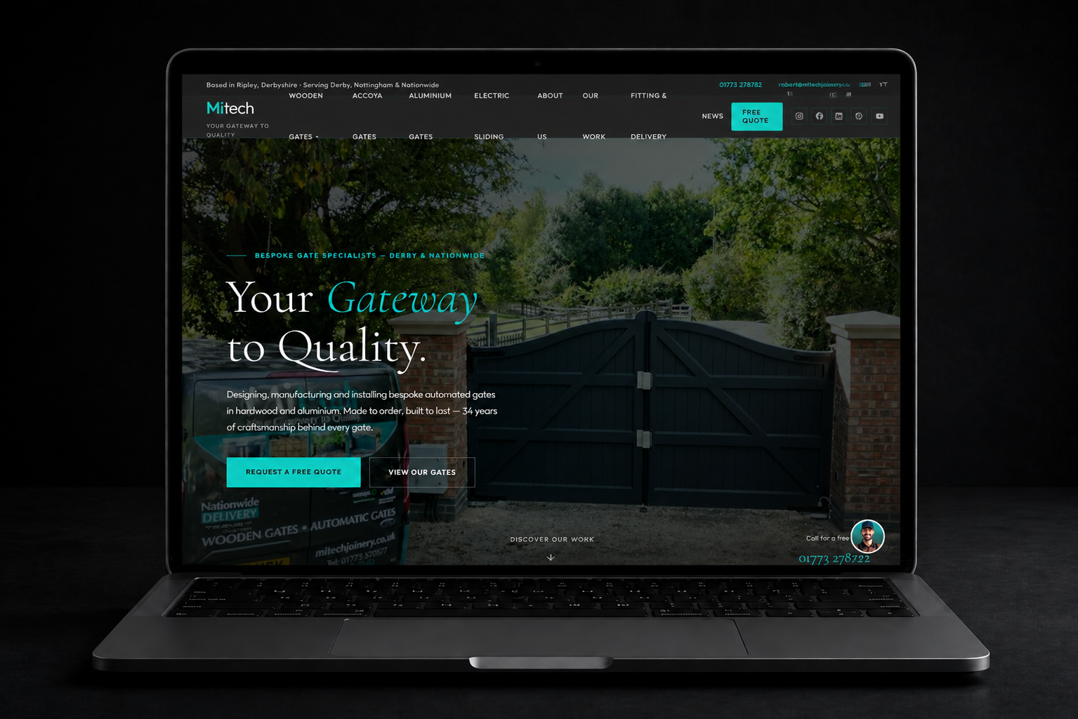 Mitech Joinery — bespoke gate specialist website (Derby & Nationwide)