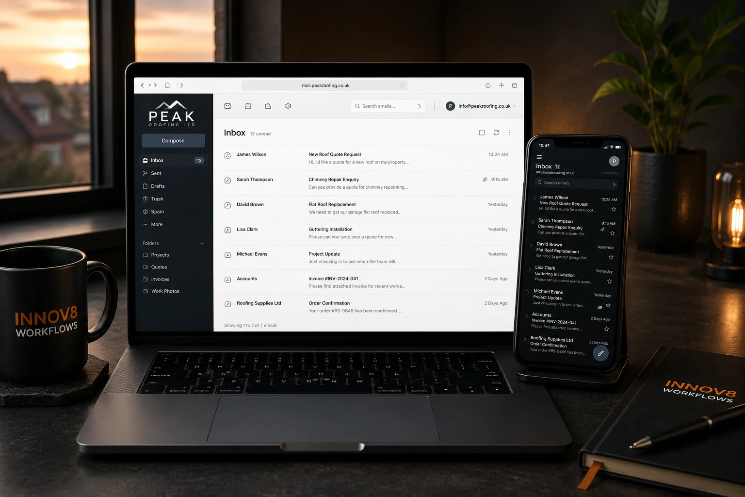 Professional branded email hosting set up by Innov8 Workflows