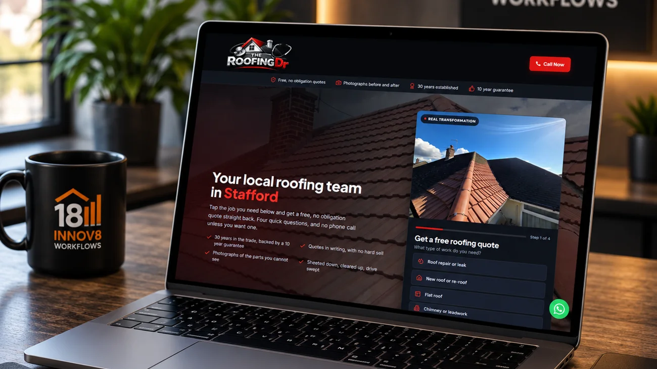 The Roofing Dr — Meta ads landing page with quiz funnel
